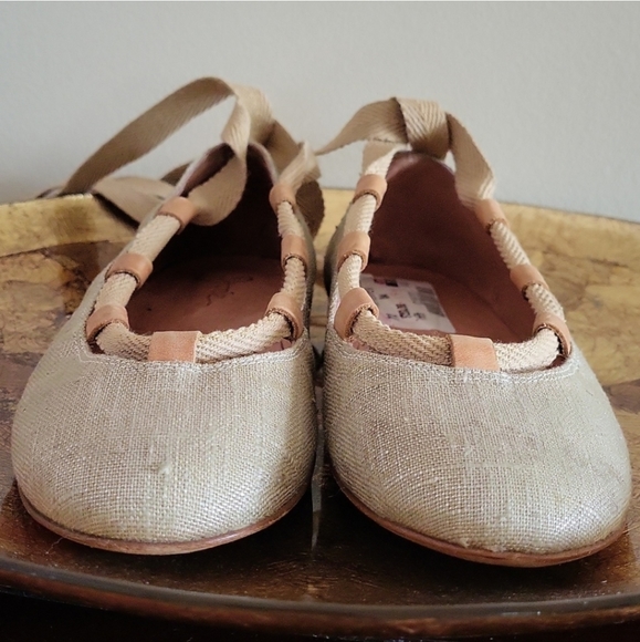 Joie Ankle Tie Canvas Ballet Flats - Picture 6 of 13